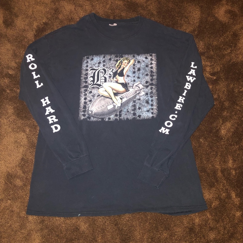 Bickers Bar And Billiards Biker T-shirt pinup girl